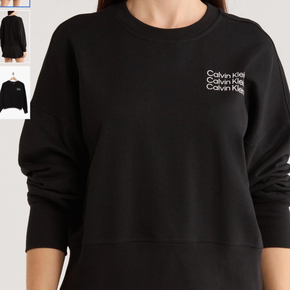 CALVIN KLEIN PERFORMANCE Triple Logo Cotton Blend Sweatshirt, size M